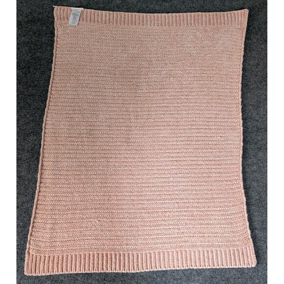 Pottery Barn Kids Small Throw Blanket Knit Crochet Pink Gold 30x38 Baby - Picture 5 of 8